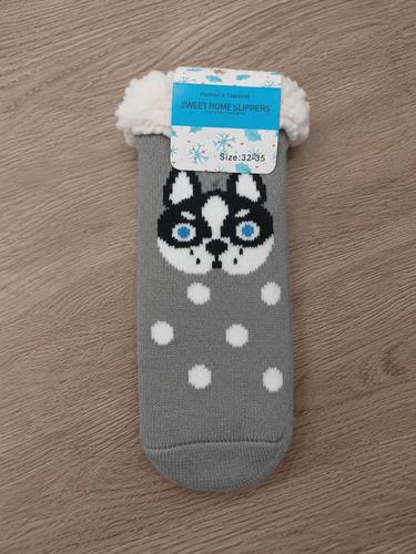 Pantumedias Infantiles Con Corderito Abrigadas Invierno Gris Perrito 32-35