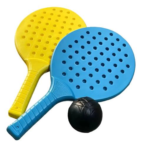 Juego Set De Raquetas Paletas Con Pelota, De Tenis Playa Multicolor