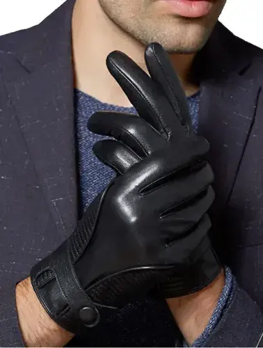 Guantes Cuero Fioretto Hombre Invierno Táctil Piel Oveja Negro S Cuero