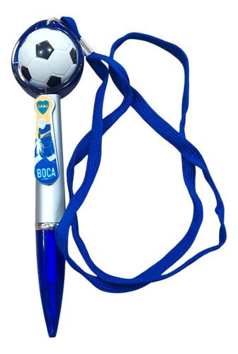 Lapicera De Boca Con Pelota Giratoria Y Correa Tinta Negra Azul Y Plateado Negro