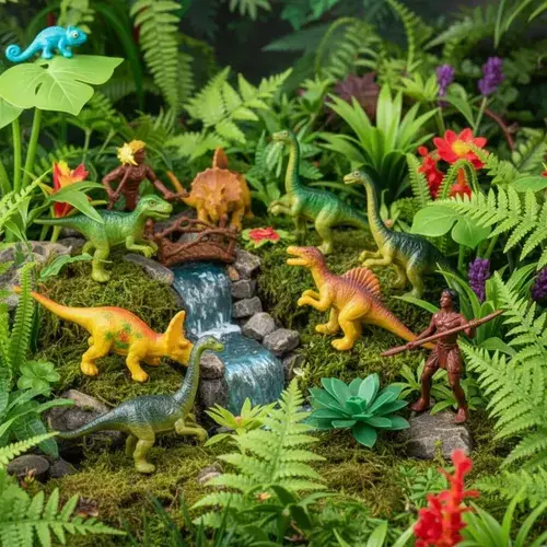 Set Dinosaurios X6 Con Cavernícolas Figuras Juguete Infantil