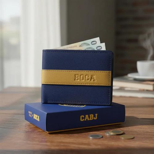 Billetera De Hombre Boca Juniors De Cuero Licencia Oficial