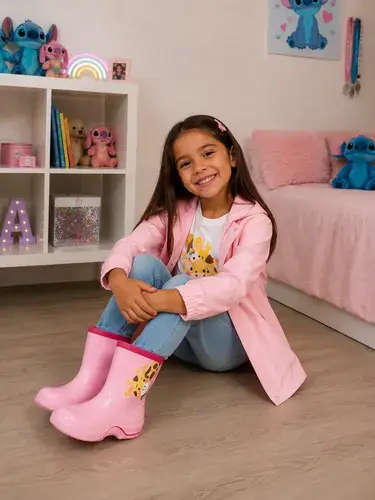 Botas De Lluvia Infantiles Diseños Varios Impermeables Jirafa Rosa 28 Ar