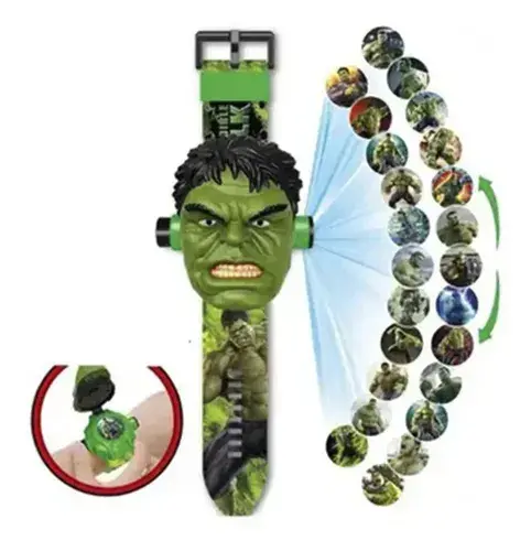 Reloj Proyector Hulk Smash De 24 Imágenes De Real Avengers Verde
