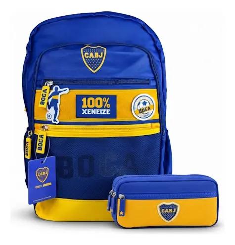 Combo Set Mochila Reforzada + Cartuchera Escolar Boca Junior