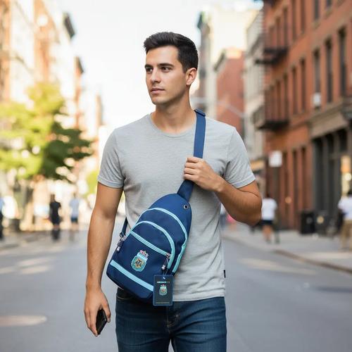 Bolso Cruzado Deportivo Quemoda Poliéster Azul Bandolera Afa 3,5l Argentina