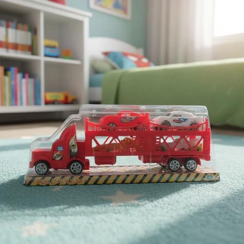 Camion Con Acople De Juguete Y 4 Autos De Carreras Top Speed Camion Con Acople Rojo