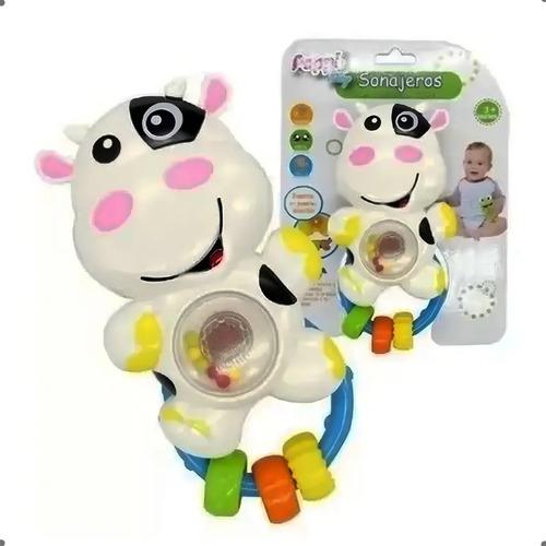 Sonajero De Animalitos Con Luz + Sonido Colores Varios Diseño Animal Blanco