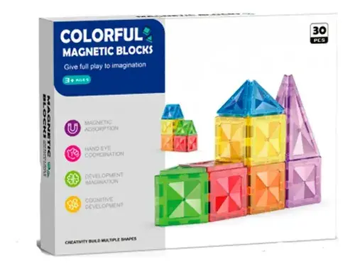 Bloques Magnéticos Imanes Didactico 42 Piezas 3d Colores 42 Imantado
