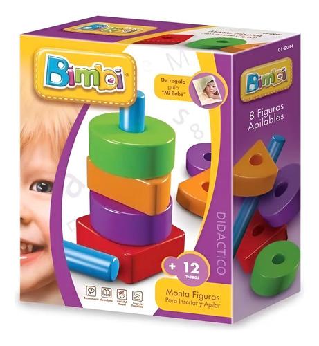 Monta Figuras Bimbi 8 Piezas Apilables Didáctico Bloques Verde Oscuro