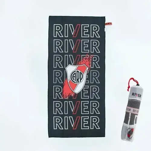 Toallon Secado Rapido River Plate Letras Negro