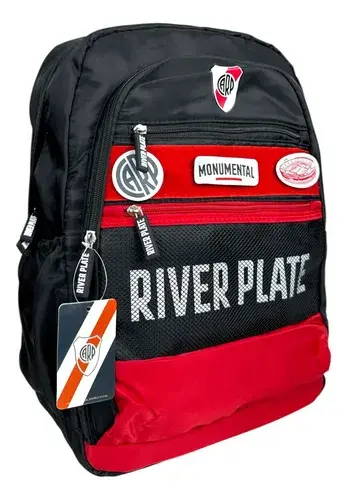 Mochila De River Plate Estampas Calidad ! Color Negro Y Rojo Diseño De La Tela Estampas Negro/rojo