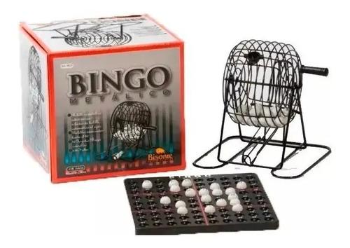 Juego Bingo Con Bolillero Metálico Loteria Familiar Bisonte