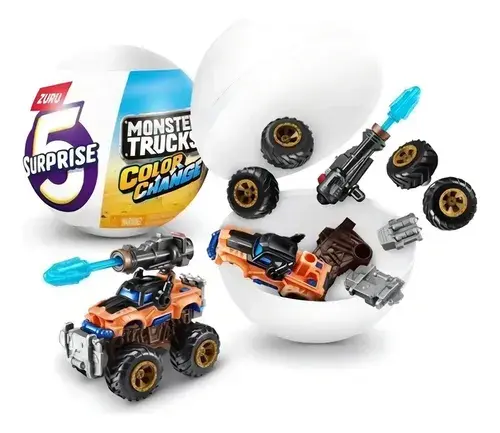 Capsula De 5 Sorpresas Monster Trucks Cambia Color