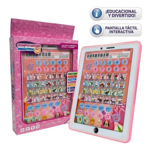 Tablet Didáctica Interactiva Para Niños Y Niñas Con 4 Actividades En Español Sebigus Rosa