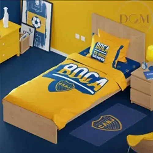 Acolchado Boca Juniors 1 Plaza 1/2 + Futbol + Pasion Unica!! Diseño De La Tela Boca Juniors Modelo 1