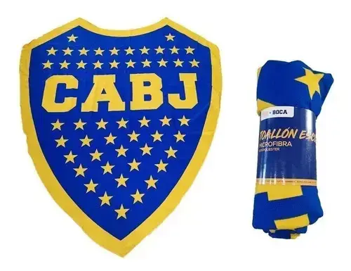 Toallon Boca Juniors Escudo Futbol Microfibra Playa Azul Boca