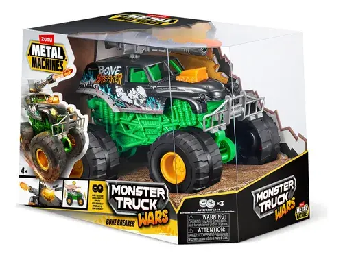 Zuru Metal Machines Monster Truck Wars Vehículo Luz Y Sonido Color Verde Personaje Bone