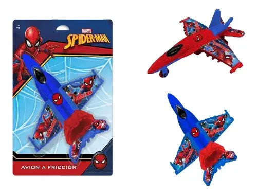 Spiderman Avion A Friccion Azul O Rojo Blister Juguete 10 Cm Spiderman Rojo
