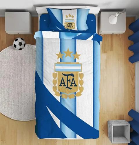Juego De Sábanas Afa 3 Estrellas Selección Messi Color Afa 15 Diseño De La Tela Club
