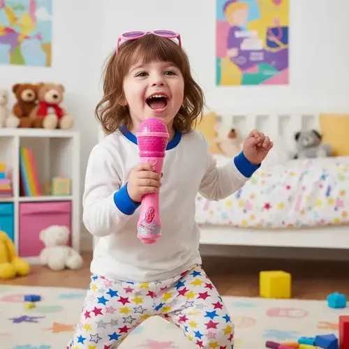 Microfono Musical Juguete Tiny Con Sonido Y Lentes Fashion Rosa Chicle