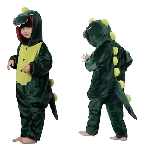 Pijama Dinosaurio Enterito Niños Suave Disfraz Abrigado Dino