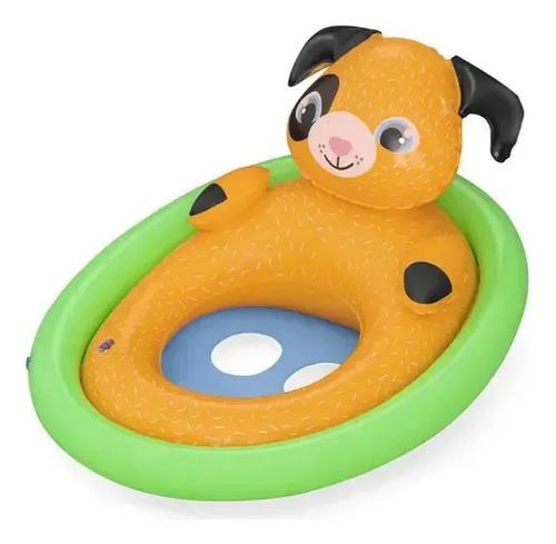 Asiento Flotador Para Bebe Inflable Animalitos C Pasa Pierna Color Perrito