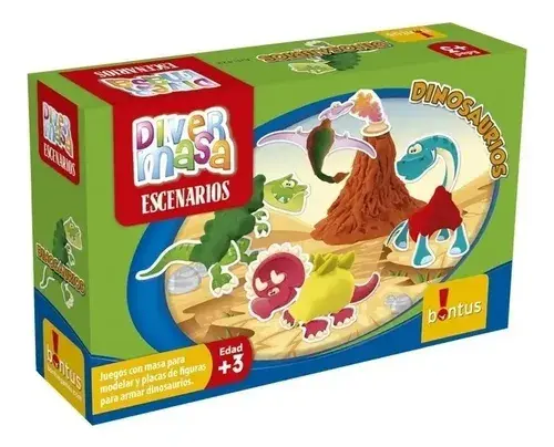 Juego De Masa Plastilina Diver Masa Dinosaurios 210gr Bontus Color Multicolor