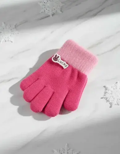 Guantes Infantiles Abrigados Invierno Frio Lucky Fucsia Único Lisa