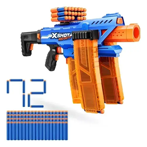 Pistola Gigante Motorizada Lanza 72 Dardos X Shot Automatica Azul Y Naranja