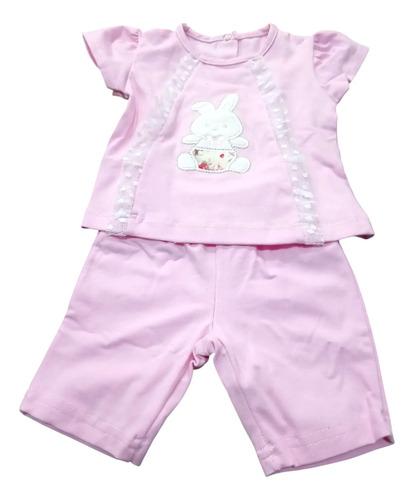 Conjunto Con Voladito Beba Bebe Recien Nacido Conejo Bordado