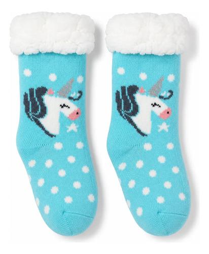 Pantumedias Infantiles Con Corderito Abrigadas Invierno Celeste Unicornio 28-31