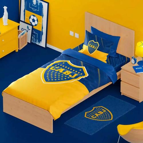 Juego De Sabana De Futbol Boca Juniors Twin Size Licencia