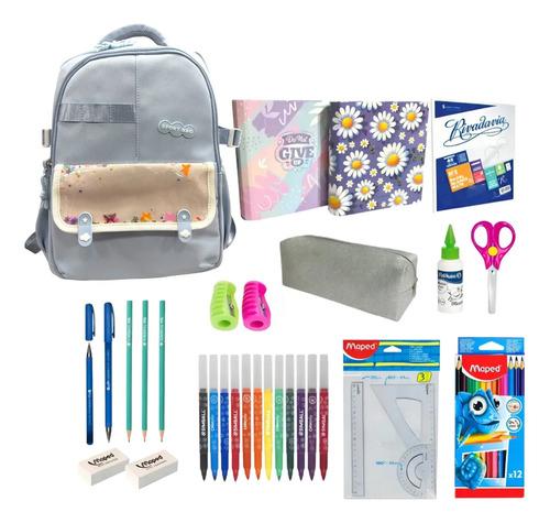 Combo Utiles Escolares + Mochila + Carpetas + Cartuchera Kit