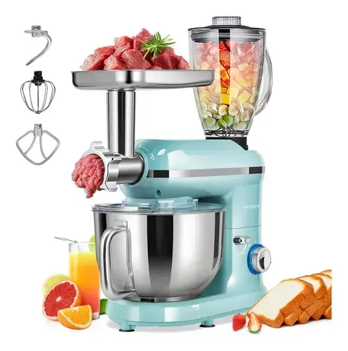 Vivohome Batidora 3 En 1 De Pie Multifuncional Con Tazón Celeste 60 Hz