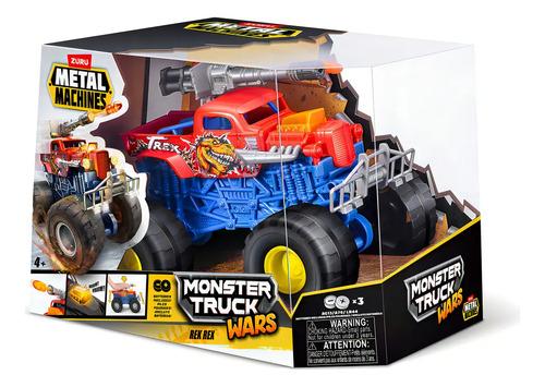 Zuru Metal Machines Monster Truck Wars Vehículo Luz Y Sonido Rex Azul