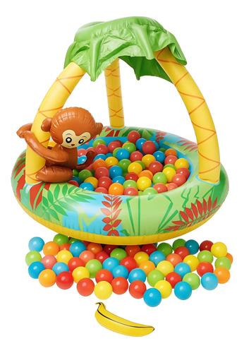 Combo Pileta Pelotero Bebe Mono Selva Con Techo + 100 Pelota Selva