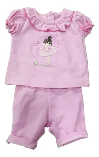 Conjunto Bebe Beba Remerita Bordado Bailarina Babucha