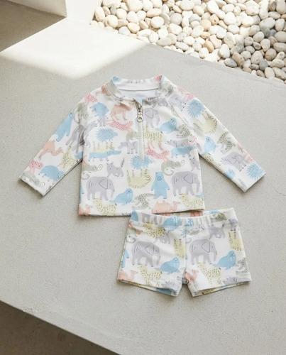 Enterito Bebe Proteccion Uv Malla Bebe Varios Modelos Animal Celeste Conjunto Animales 3-6 M